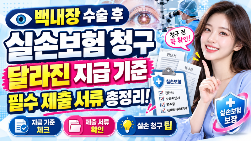 백내장 수술 후 실손보험 청구, 달라진 지급 기준과 필수 제출 서류 총정리