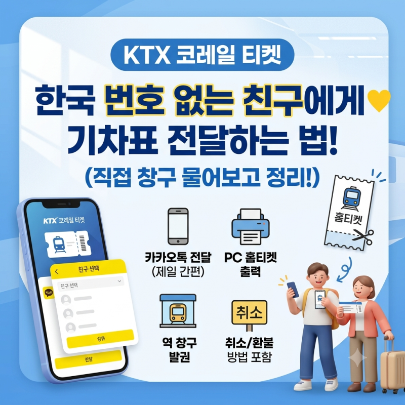 한국 번호없는 외국인에게 KTX 기차표 전달하는 방법 (역 창구에 직접 물어보고 정리)