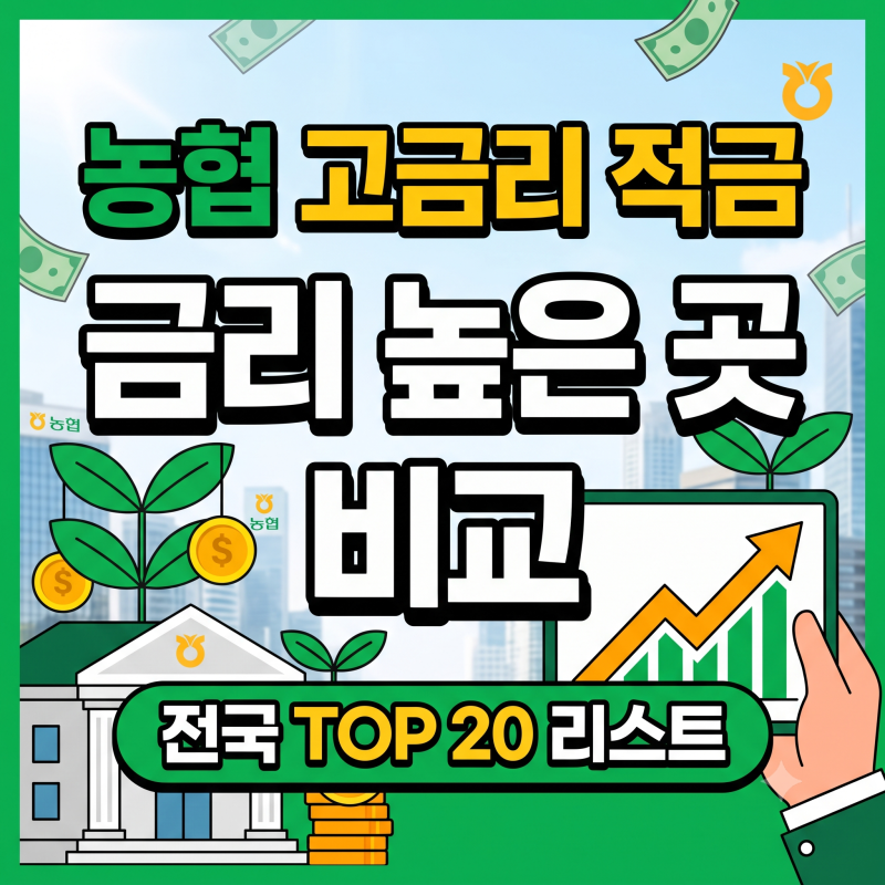 농협 정기 적금 금리 높은 곳 비교 & 전국 단위농협 금리 TOP 20 총정리