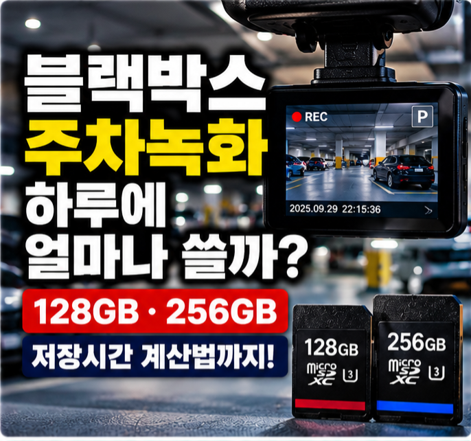 블랙박스 주차녹화 하루에 용량 얼마나 쓸까? 128GB·256GB 저장시간 계산법