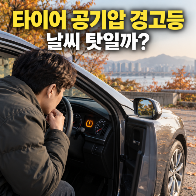 타이어 공기압 경고등, 네 바퀴 같이 낮으면 날씨 때문? 한쪽만 낮다면
