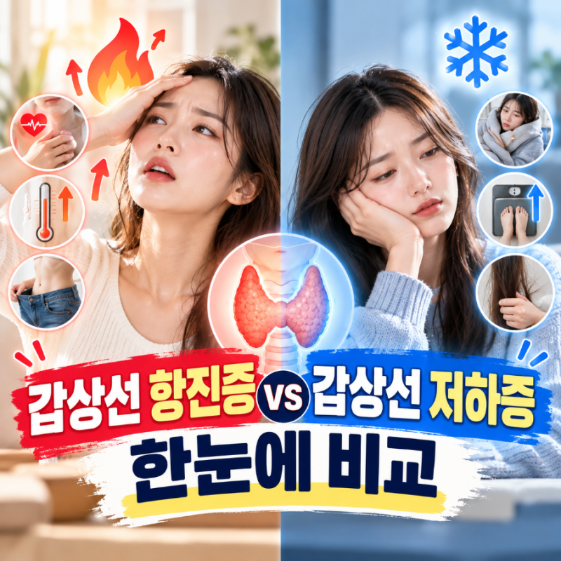 갑상선 기능 항진증 vs 저하증 증상 차이 한눈에 비교하기