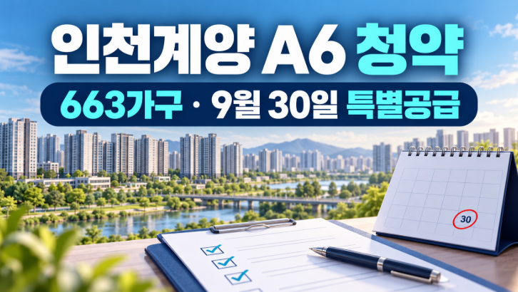 인천계양 A6 청약, 663가구 전부 새로 신청할 수 있을까? 9월 30일 특별공급 전 확인할 것