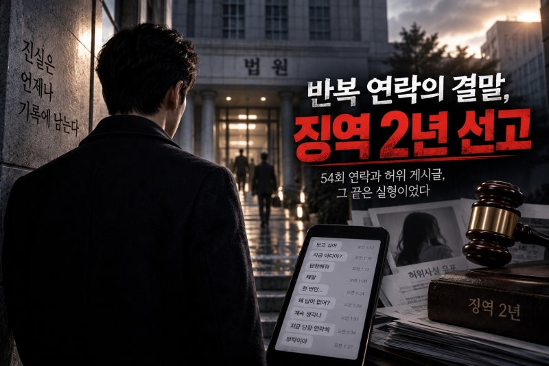 고세원 스토킹 전 연인 징역 2년 선고…54회 연락과 허위 게시글의 결말