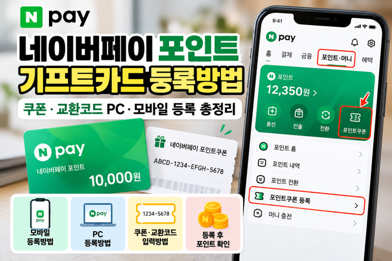 네이버페이 포인트 기프트카드 등록방법｜쿠폰·교환코드 PC·모바일 등록 총정리