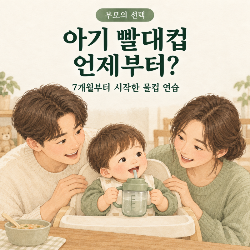 아기 빨대컵 언제부터? 7개월부터 젖병과 병행한 물컵 연습