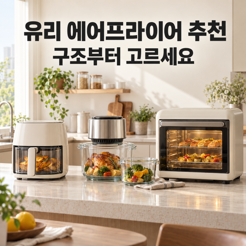 유리 에어프라이어 추천 4.5L와 듀얼용기 오븐형 차이