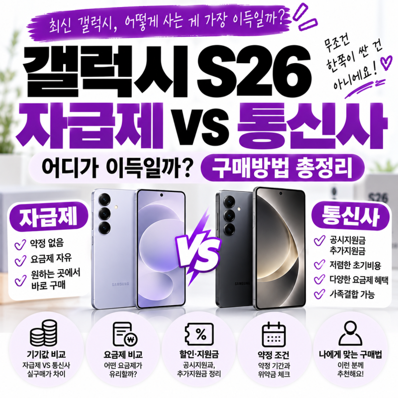 갤럭시 S26 자급제 VS 통신사 어디가 이득일까? 구매방법 총정리