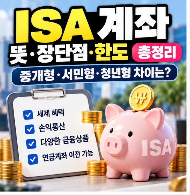 ISA 계좌 뜻·장단점·한도 총정리, 중개형·서민형·청년형 차이는?