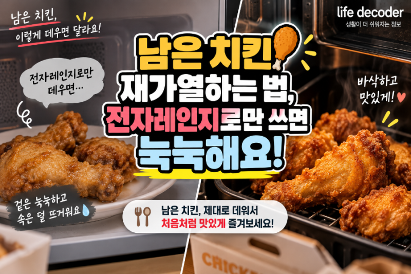 남은 치킨 재가열하는 법, 전자레인지만 쓰면 눅눅해요