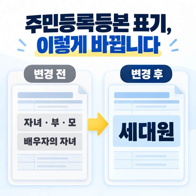 10월부터 주민등록등본 에서 가족관계가 사라진다? ‘세대원’ 으로 바뀌는 이유