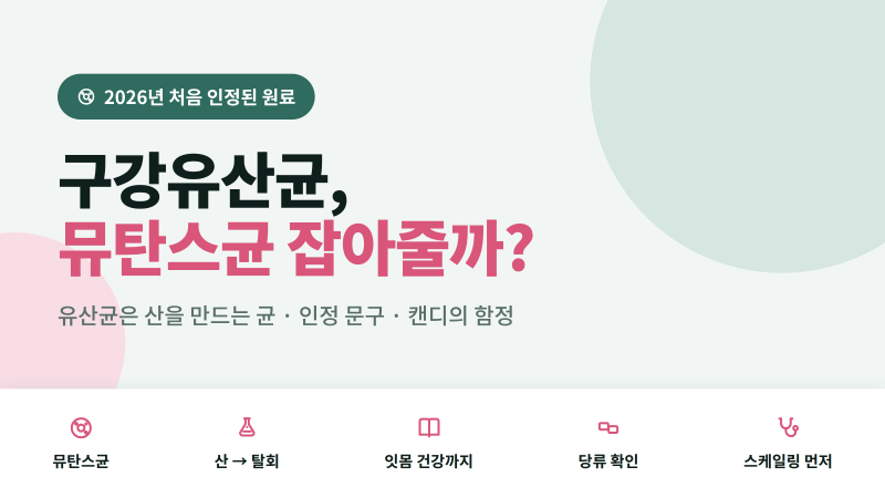 구강유산균 뮤탄스균 잡아줄까? 인정 기능성·캔디와 건기식 차이·주의점 총정리