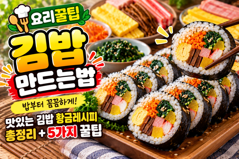[요리 꿀팁]김밥 만드는법｜밥부터 꼼꼼하게 맛있는 김밥 황금레시피 총정리 + 5가지 꿀팁
