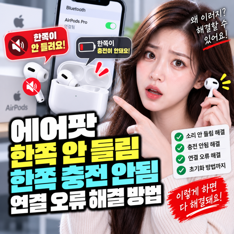 에어팟 한쪽 안 들림 한쪽 충전 안됨 연결 오류 해결 방법
