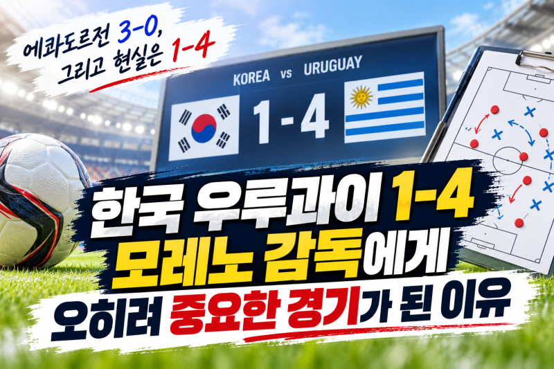 한국 우루과이 1-4, 하지만 모레노 감독은 이제부터 시작이다