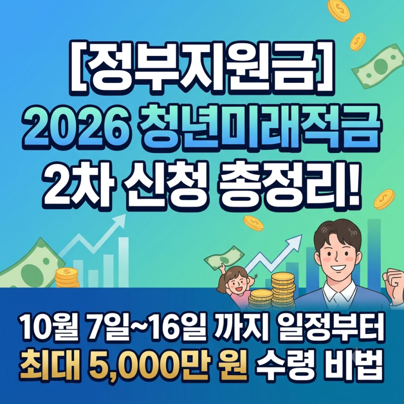 [정부지원금] 2026 청년미래적금 2차 신청 총정리! 10월 7일~16일 까지 일정부터 최대 5,000만 원 ....