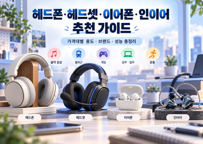 2026 헤드폰·헤드셋·이어폰 추천 1부｜가격대별 용도·성능·브랜드 완벽 정리