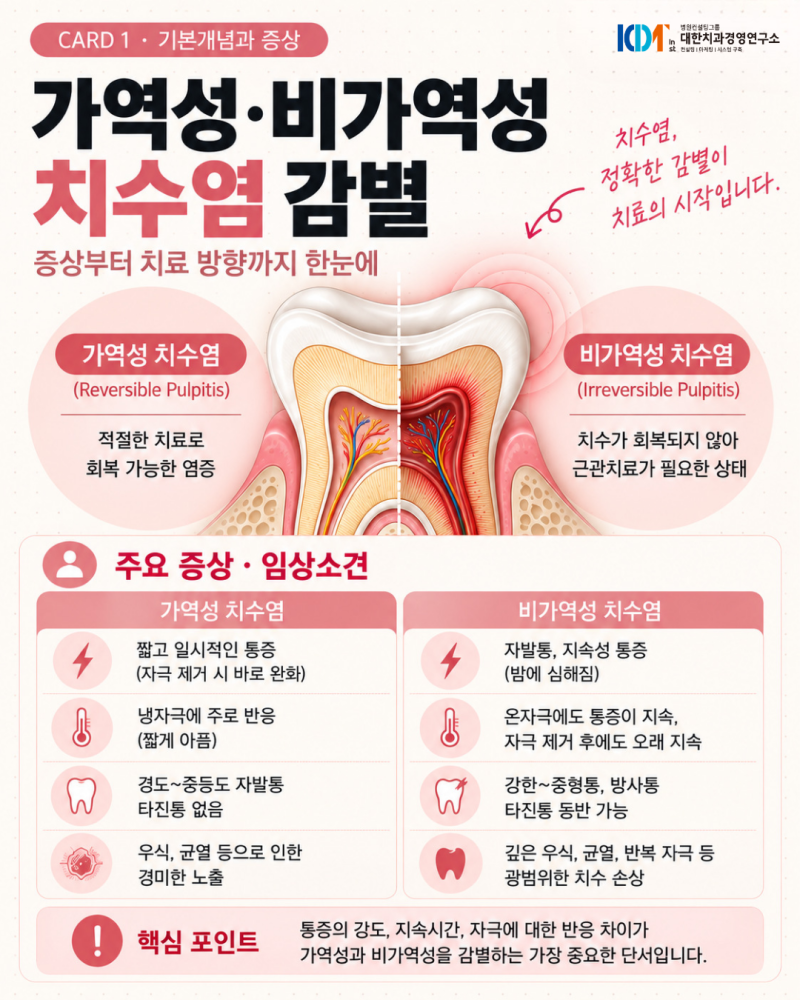 가역성·비가역성 치수염 감별, 증상부터 치료까지 한 번에 정리