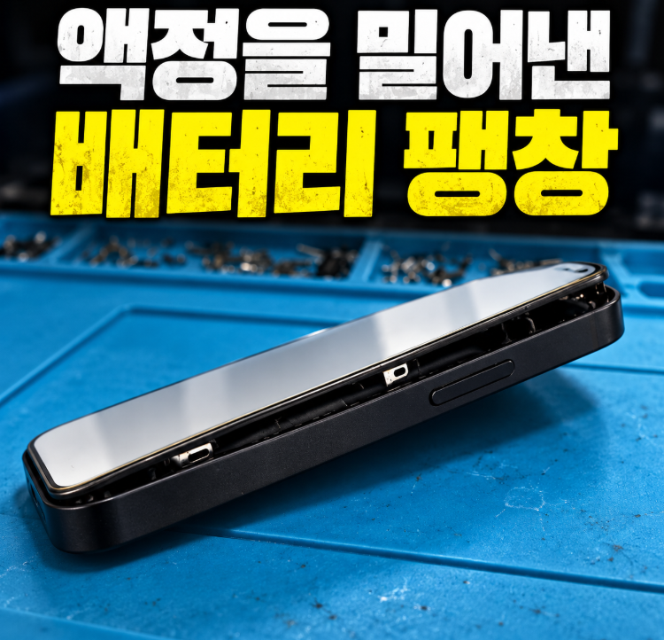 액정이 벌어진 아이폰12 미니, 원인은 부풀어 오른 배터리,배터리 팽창 액정 들뜸 수리