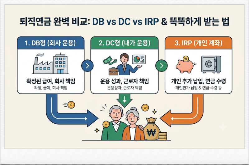 DB형 vs DC형 vs IRP 차이점, 퇴직연금 어떻게 받을까?