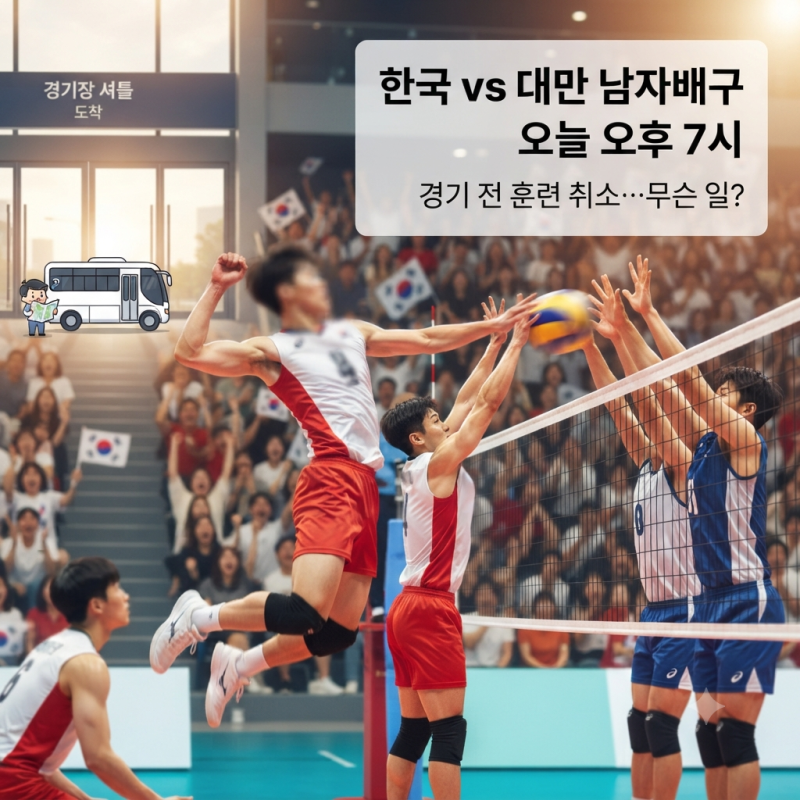 한국 대만 남자배구 몇 시? 경기 전 훈련 취소된 이유, 셔틀버스가 엉뚱한 곳으로 갔다.