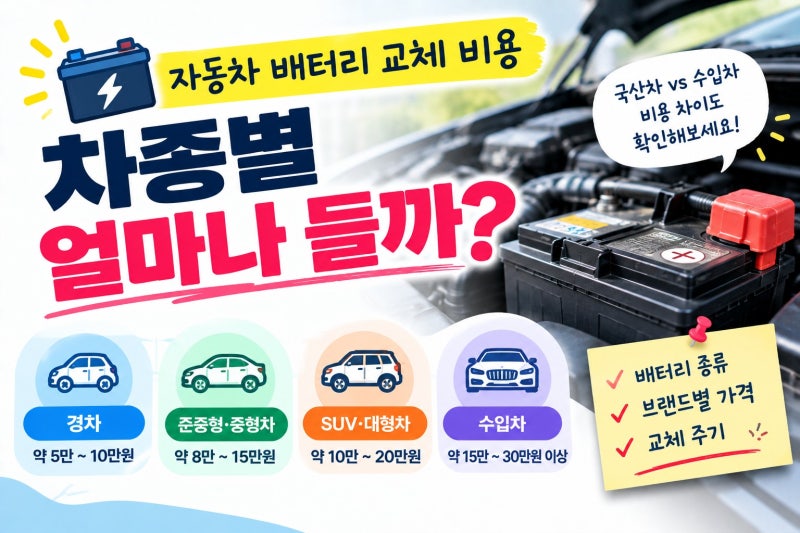 자동차 배터리 교체 비용 차종별 얼마나 들까? 일반 AGM 가격 총정리