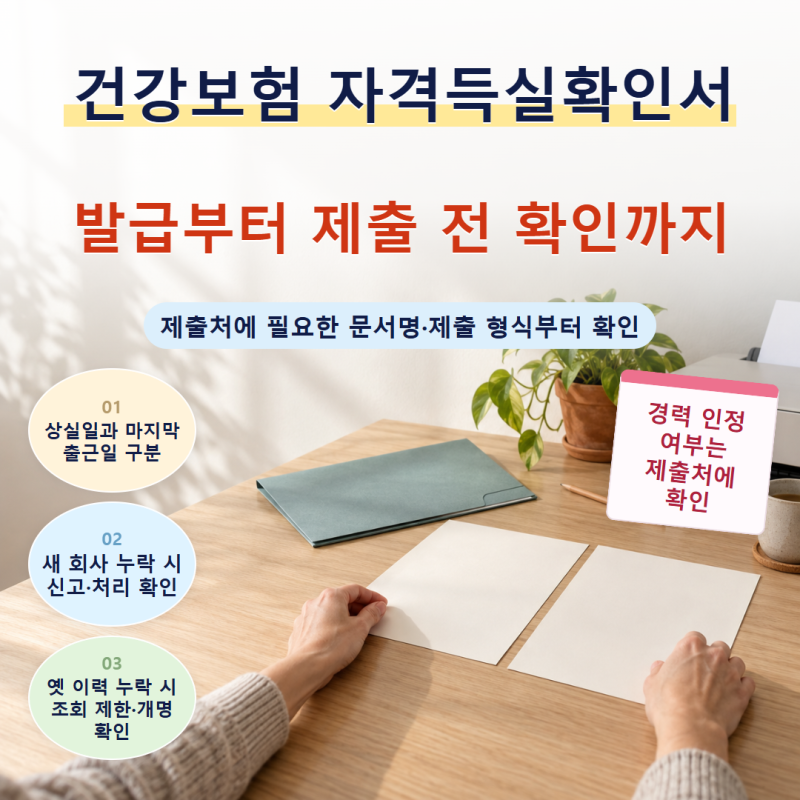 국민건강보험 자격득실확인서 발급과 제출 총정리 및 제출하며 짚을 확인사항