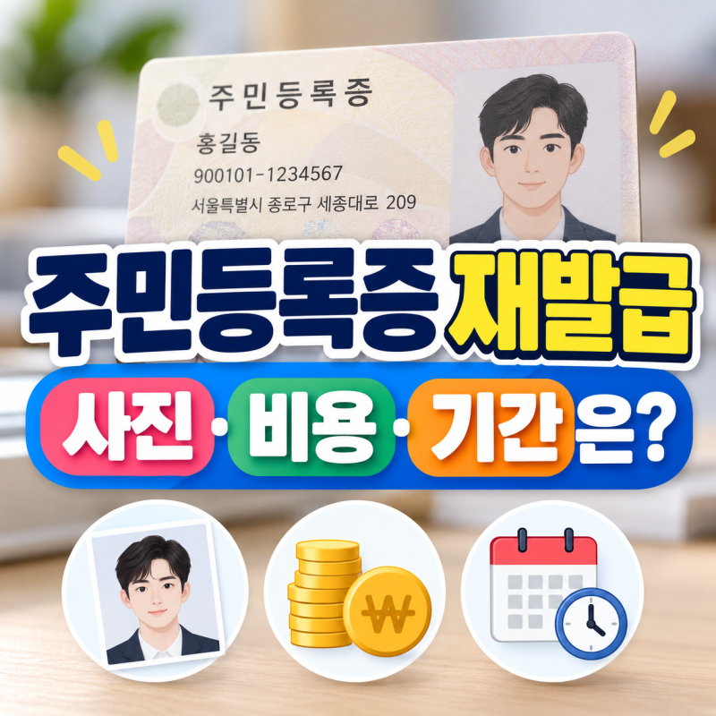 주민등록증 재발급 신청 전 확인하세요, 사진·비용·기간 한눈에