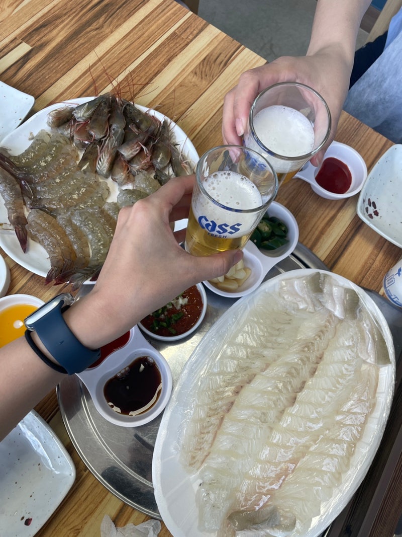 [인천/제물포] 고래마켓 수산시장 / 인천 연안부두 수산시장, 광어회, 생새우회 저렴하게 먹....