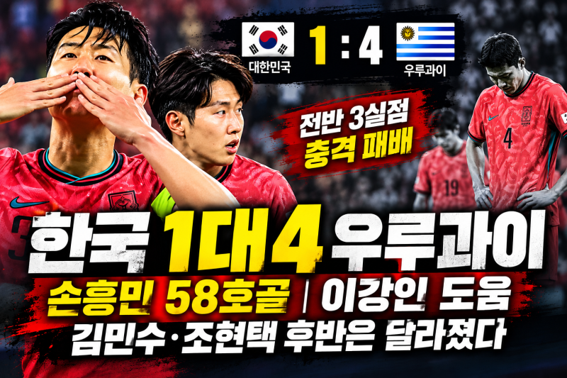 한국 우루과이 1 대 4 완패｜손흥민 58호 골, 전반 3실점과 후반 달라진 이유