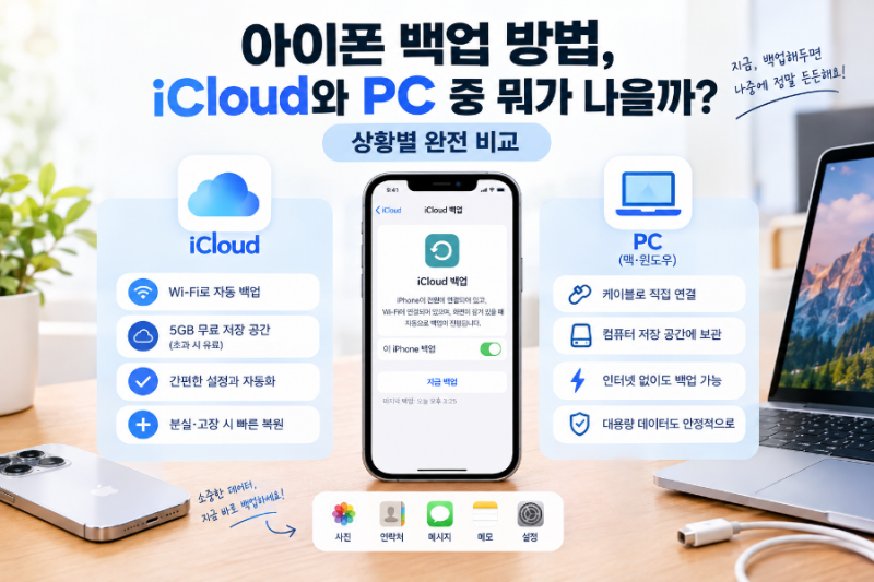 아이폰 백업 방법, iCloud와 PC 중 뭐가 나을까? 상황별 완전 비교