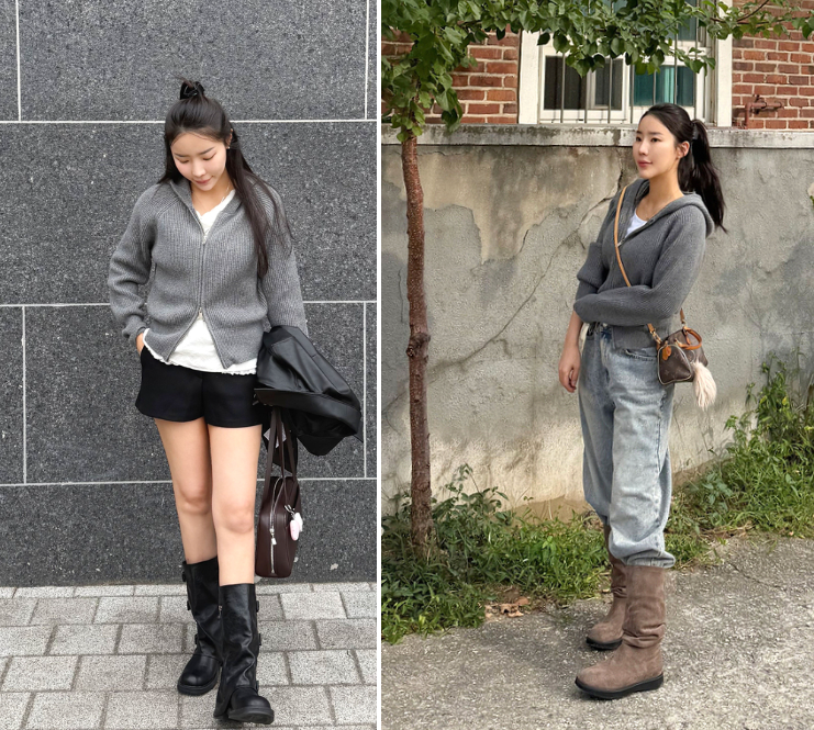 로아드로아 니트 후드집업 후기, 가을부터 겨울까지 레이어드 코디