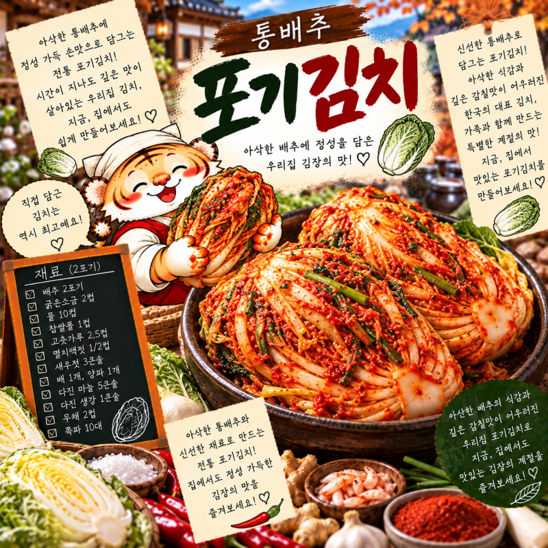 10월 제철 김장배추 요리 레시피 4종 (통배추 포기김치 겉절이 보쌈·구수한 배추 된장국·중....