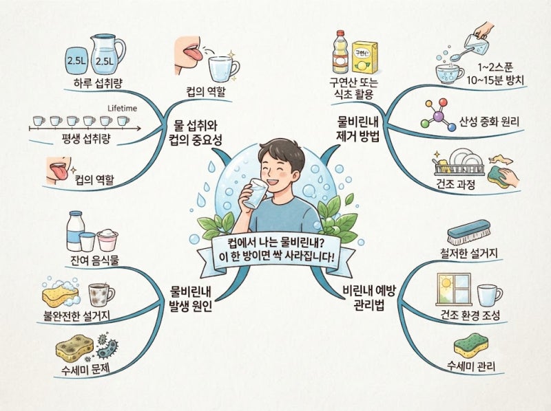 컵에서 나는 물비린내, 구연산 한 스푼으로 싹 잡은 방법과 원인 정리