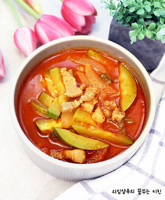 돼지고기 고추장찌개 레시피 애호박찌개 애호박 국밥 요리