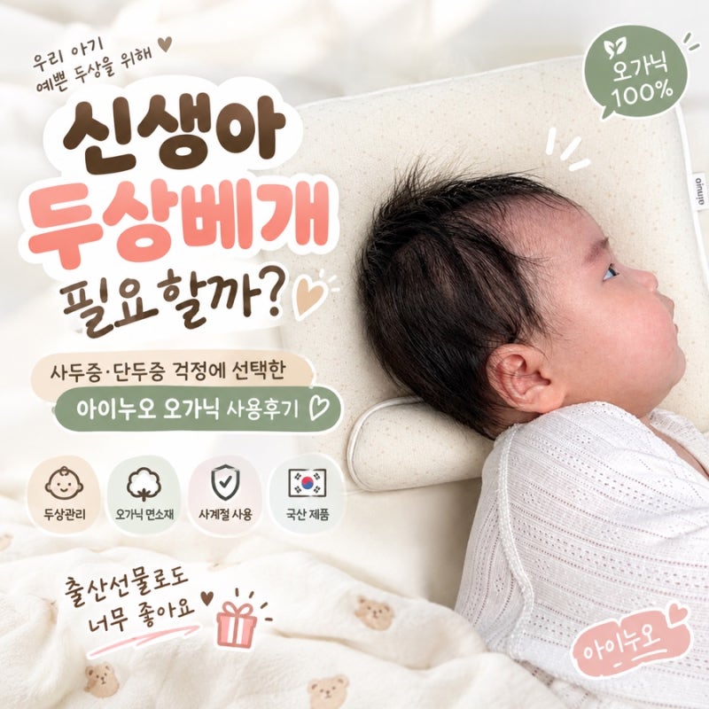 신생아 두상베개 필요할까? 사두증 단두증 걱정에 선택한 아이누오 오가닉 사용후기