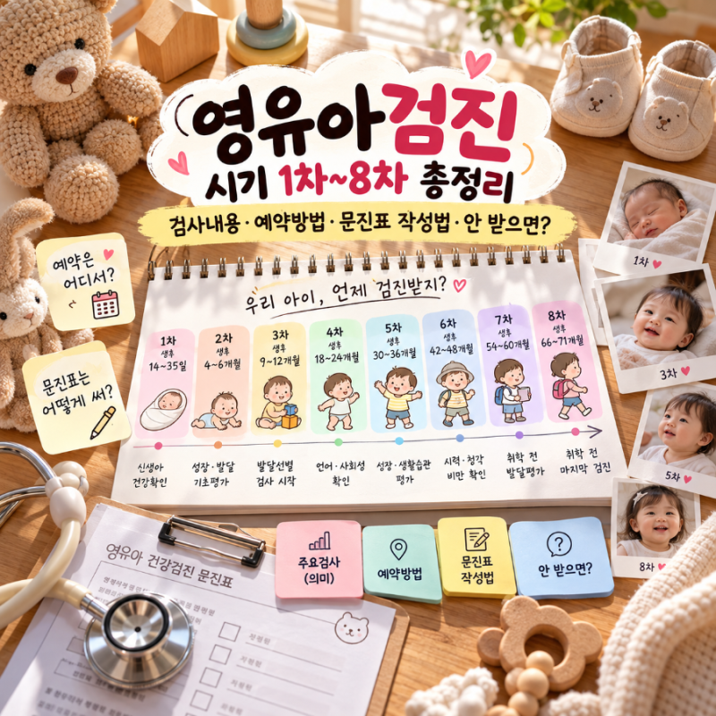 영유아검진 시기 1차~8차 총정리｜검사내용·예약방법·문진표 작성법·안 받으면?