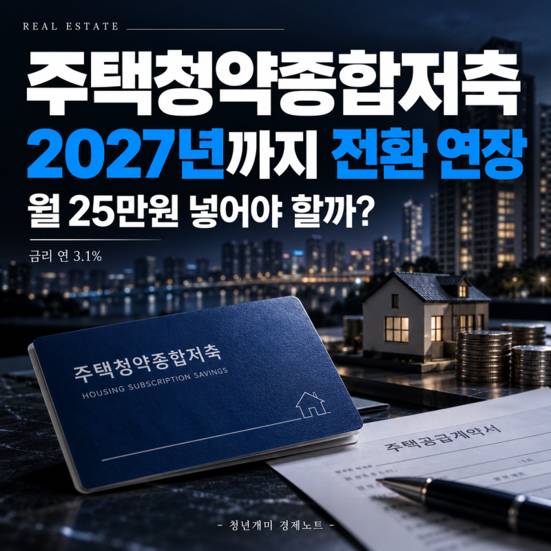 주택청약종합저축 2027년까지 전환 연장, 금리 3.1%와 월 25만원 납입 기준은?
