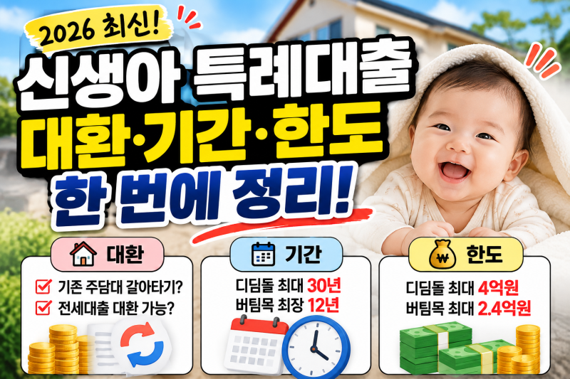 신생아 특례대출 대환부터 기간·한도까지, 디딤돌과 버팀목 차이 정리