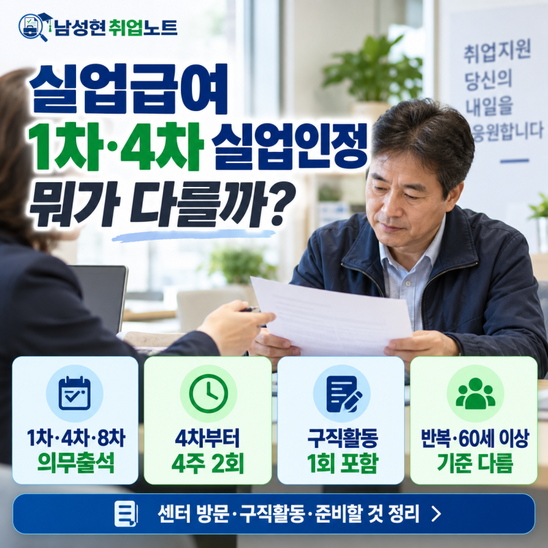 실업급여 1차·4차 실업인정 뭐가 다를까?｜센터 방문·구직활동·준비할 것