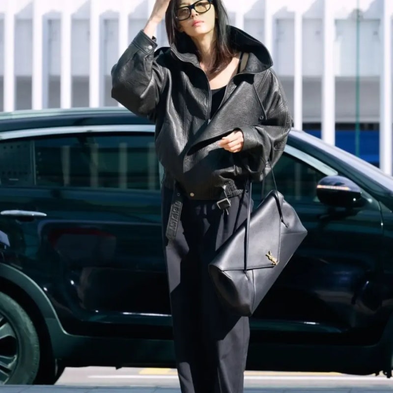 "Just Barefaced with Glasses..." Human Saint Laurent Jun Ji-hyun's Insane Leather Jacket Fit