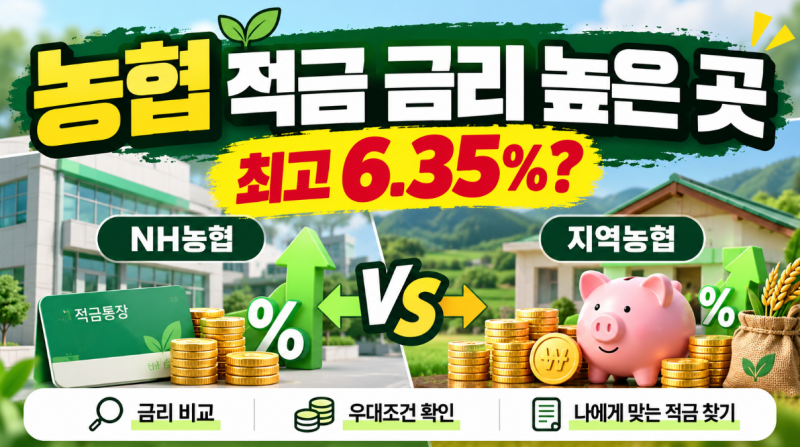 농협 적금 금리 높은 곳 2026｜최고 6%대? NH농협은행·지역농축협 금리 비교