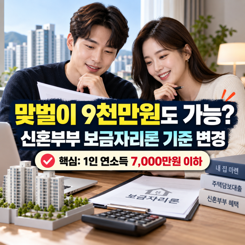 부부 연봉 합쳐 9천만원이라 탈락했다면? 신혼부부 보금자리론 기준 바뀝니다