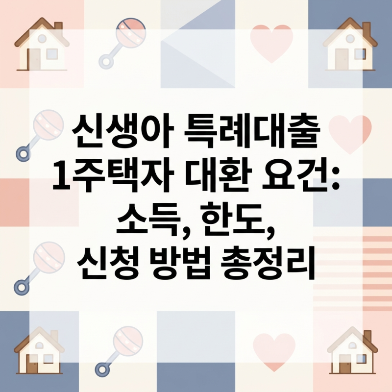 신생아 특례대출 1주택자 대환 요건: 소득, 한도, 신청 방법 총정리