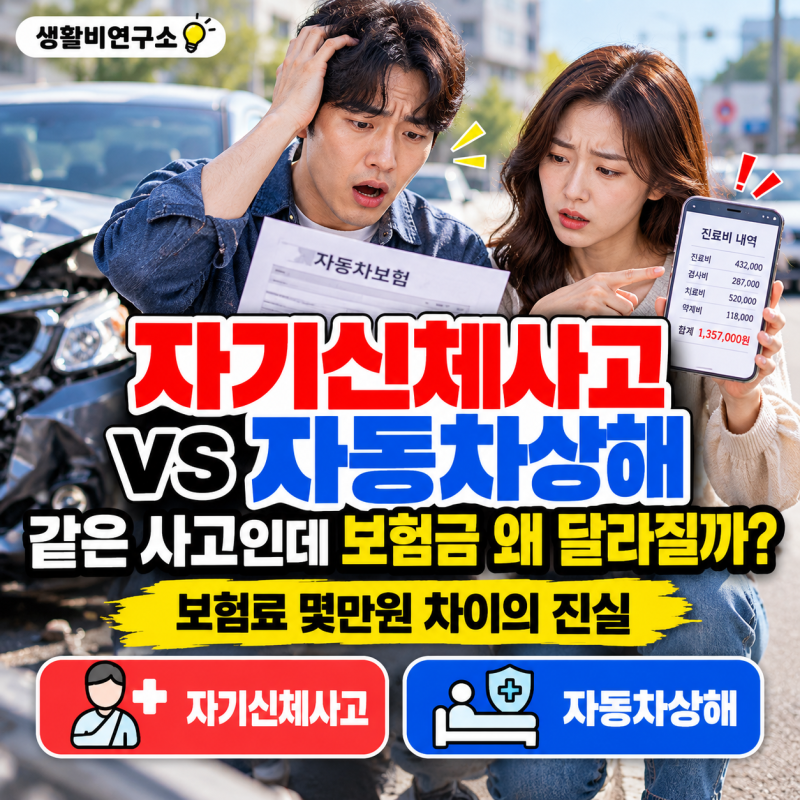 자동차보험 자기신체사고 vs 자동차상해, 같은 사고인데 보험금 왜 달라질까? 꼭 볼 5가지