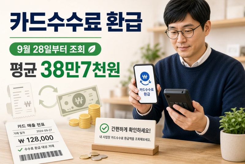 카드수수료 환급 오늘 지급｜대상 조회방법·평균 38만7천원 확인