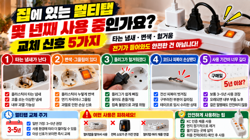 멀티탭 오래 사용했다면?｜교체해야 하는 위험 신호 5가지