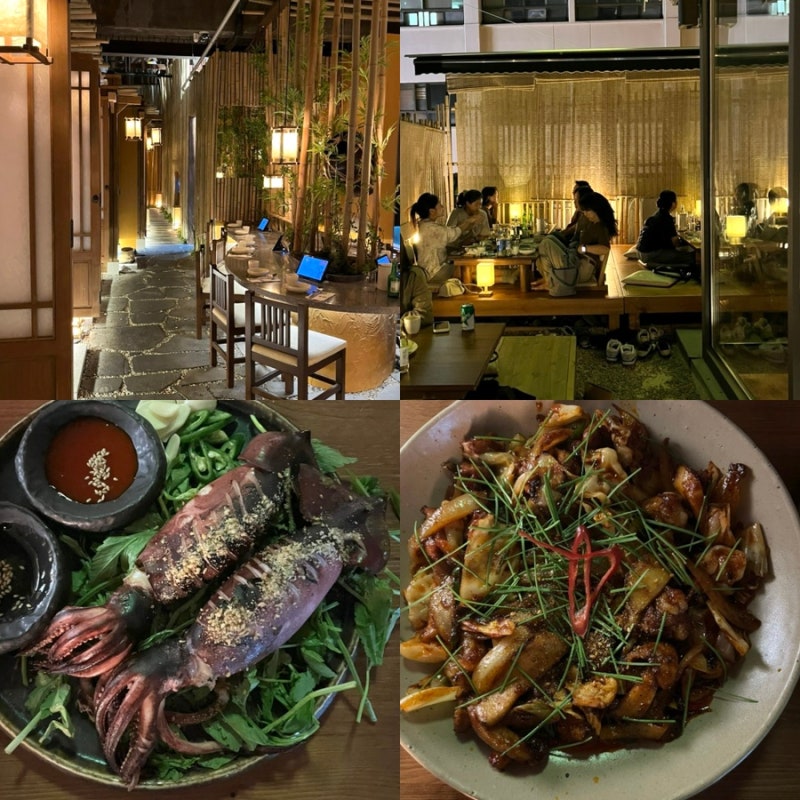 Euljiro Outdoor Terrace Dining 'Euljido' Seoul Bada: Steamed Whole Squid, Stir-fried Beef Tripe and Chicken Thigh, 3-Story Building