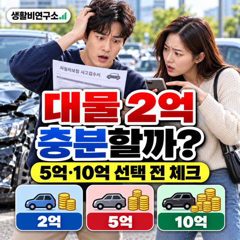 자동차보험 대물 2억원이면 충분할까? 5억·10억 선택 전 꼭 볼 돈 5가지