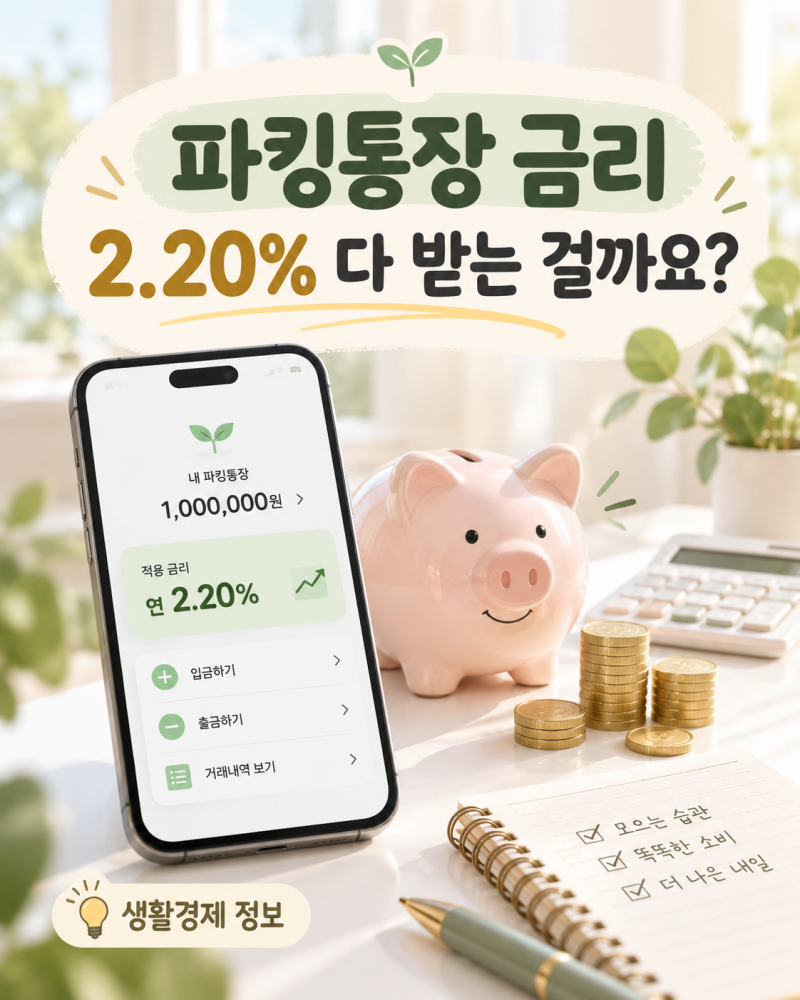 2026 파킹통장 금리 비교, 카카오뱅크 1.80% / 케이뱅크 2.20%는 언제?